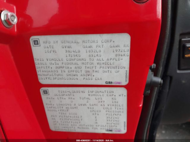 1992 CHEVROLET CORVETTE 1G1YY23P2N5103004 Photo 8