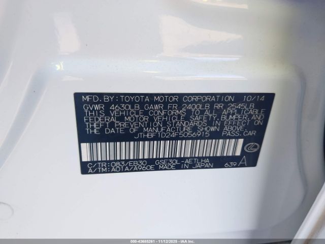 2015 LEXUS IS 250 JTHBF1D24F5056915 Photo 8