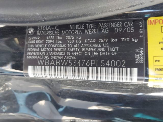 2006 BMW 330CI WBABW53476PL54002 Photo 8