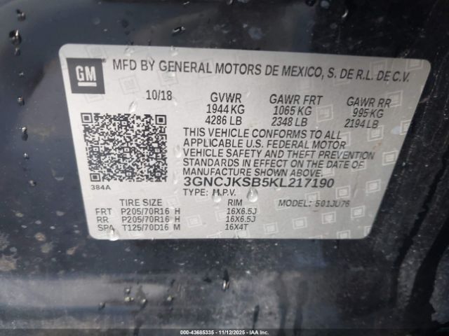 2019 CHEVROLET TRAX 3GNCJKSB5KL217190 Photo 8