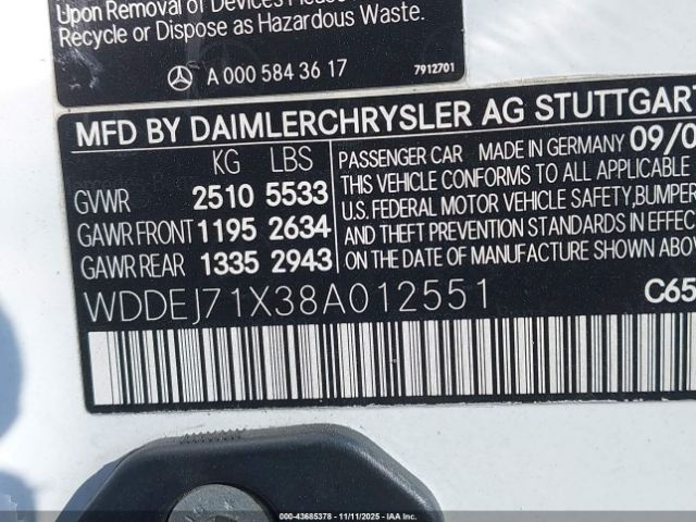 2008 MERCEDES-BENZ CL 550 WDDEJ71X38A012551 Photo 8