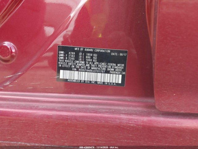 2018 Subaru Impreza 2.0i მანქანა იყიდება აუქციონზე, vin: 4S3GTAA68J3701707, აუქციონის ნომერი: 43685476