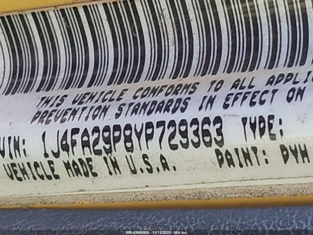 2000 JEEP WRANGLER 1J4FA29P8YP729363 Photo 8