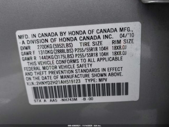 2010 ACURA MDX 2HNYD2H21AH519123 Photo 8