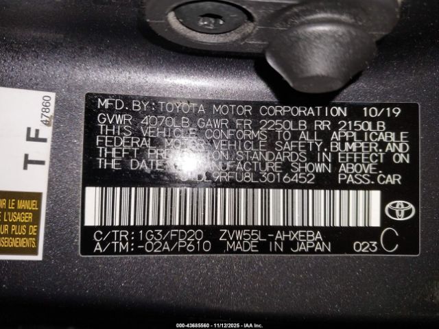 2020 TOYOTA PRIUS JTDL9RFU8L3016452 Photo 8