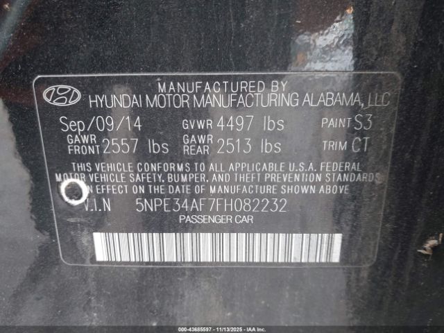 2015 HYUNDAI SONATA 5NPE34AF7FH082232 Photo 8