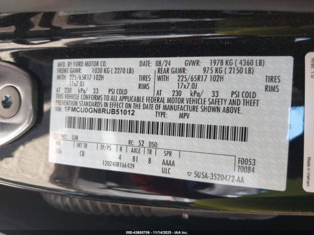 2024 FORD ESCAPE 1FMCU0GN8RUB51012 Photo 8