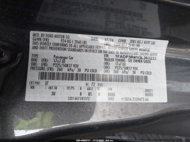 2016 FORD FOCUS ELECTRIC 1FADP3R41GL363233 Photo 8