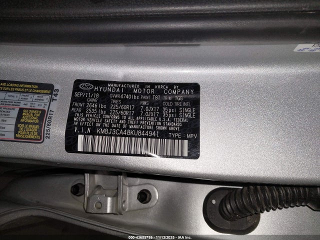 2019 HYUNDAI TUCSON KM8J3CA48KU844941 Photo 8