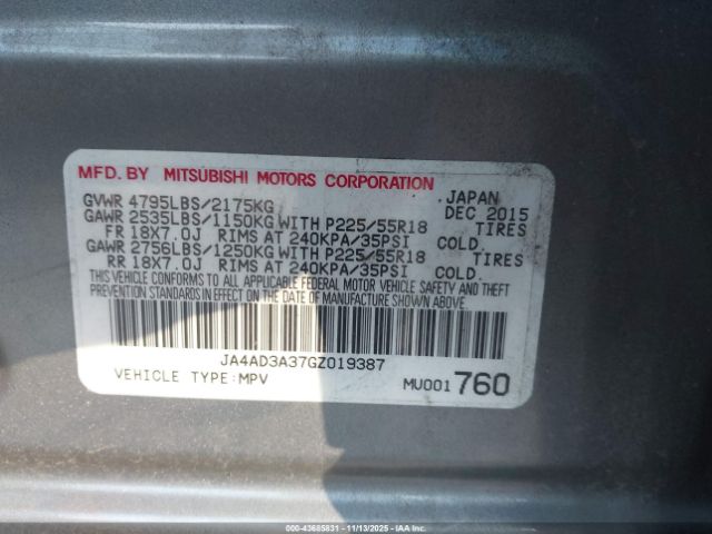 2016 MITSUBISHI OUTLANDER JA4AD3A37GZ019387 Photo 8