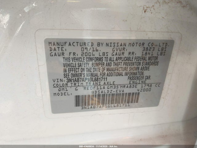 Nissan SENTRA SV 2016 3N1AB7AP1GL681711 Image 9