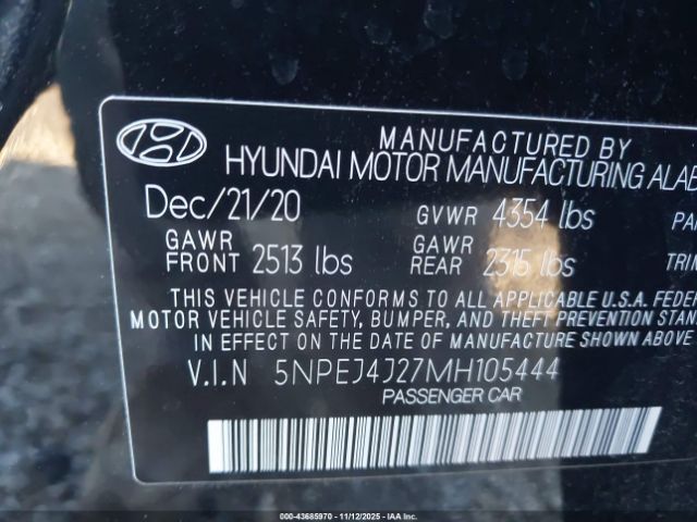 2021 HYUNDAI SONATA 5NPEJ4J27MH105444 Photo 8