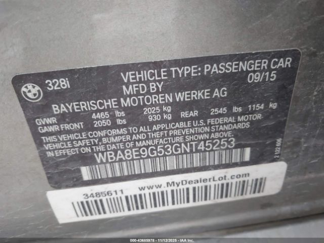 2016 BMW 328I WBA8E9G53GNT45253 Photo 8