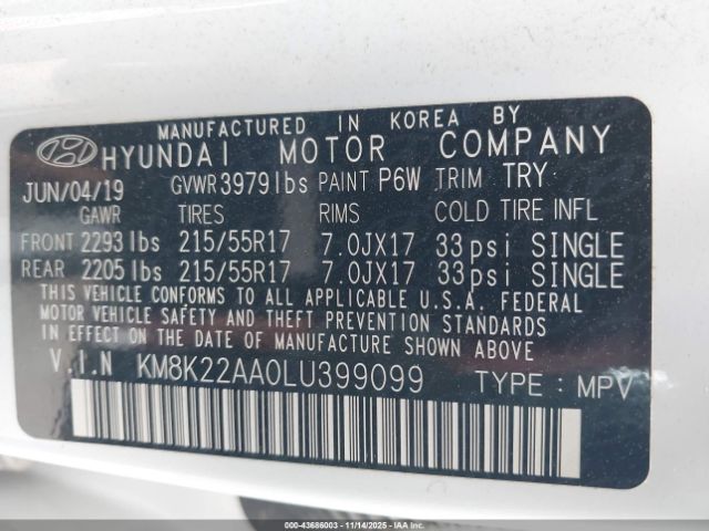 2020 HYUNDAI KONA KM8K22AA0LU399099 Photo 8