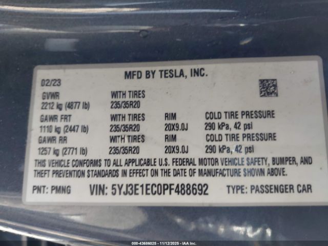 2023 TESLA MODEL 3 5YJ3E1EC0PF488692 Photo 8