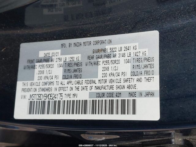 2021 MAZDA CX-9 JM3TCBDY5M0524175 Photo 8