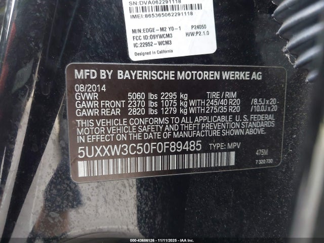 5UXXW3C50F0F89485 BMW X4 Xdrive28i