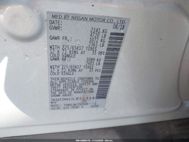 2018 NISSAN ROGUE 5N1AT2MV1JC851314 Photo 8