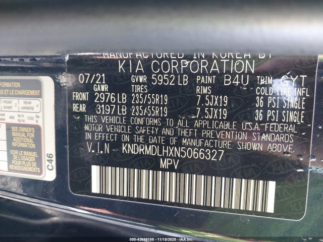 KNDRMDLHXN5066327 KIA Sorento Plug-in Hybrid Sx Prestige
