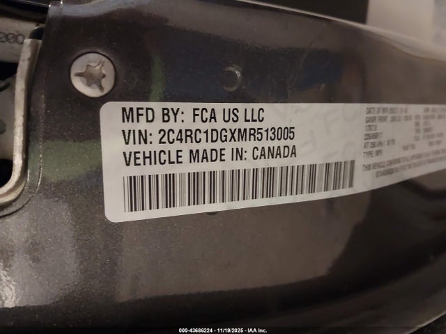 Продаж на аукціоні авто 2021 Chrysler Voyager Lxi, vin: 2C4RC1DGXMR513005, номер лоту: 43686224