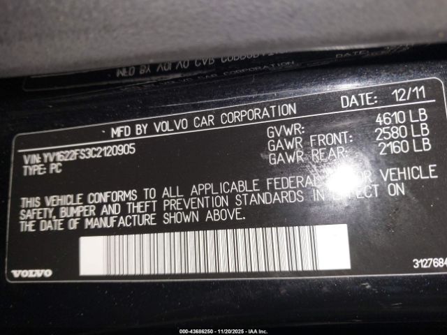 2012 VOLVO S60 YV1622FS3C2120905 Photo 8