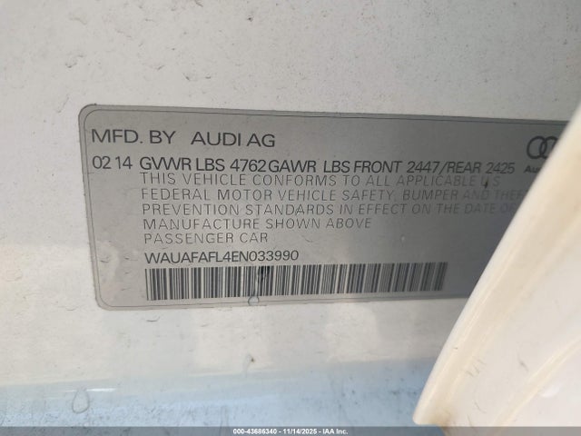 2014 AUDI A4 WAUAFAFL4EN033990 Photo 8