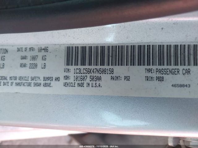 2007 CHRYSLER SEBRING 1C3LC56K47N508158 Photo 8