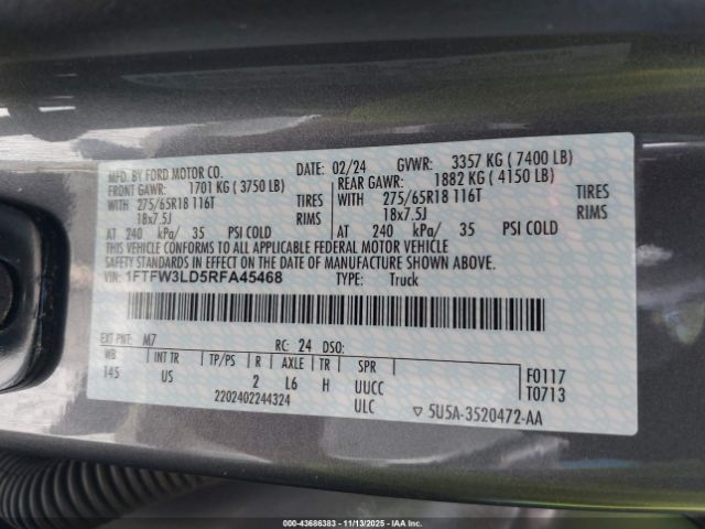 2024 FORD F-150 1FTFW3LD5RFA45468 Photo 8