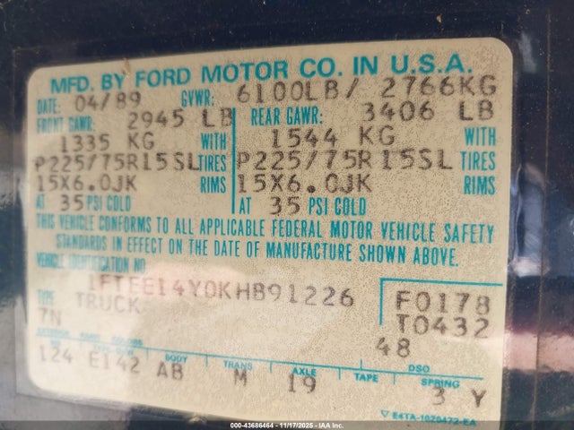 1989 FORD ECONOLINE 1FTEE14Y0KHB91226 Photo 8