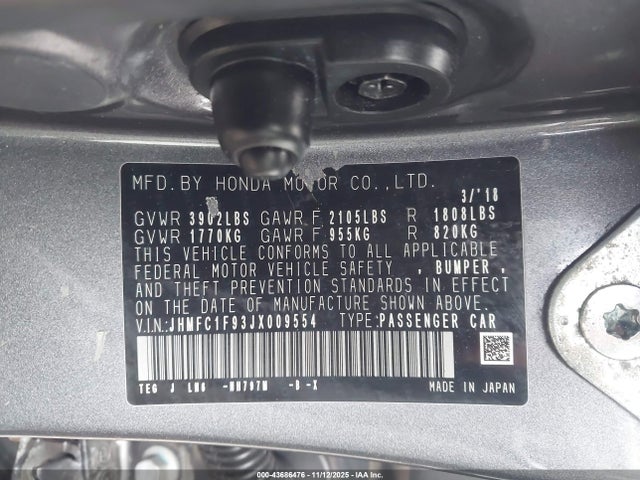 JHMFC1F93JX009554 Honda Civic Touring