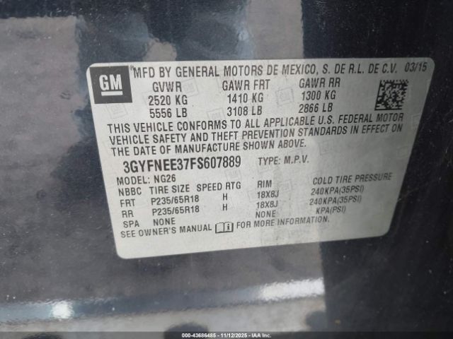 2015 CADILLAC SRX 3GYFNEE37FS607889 Photo 8