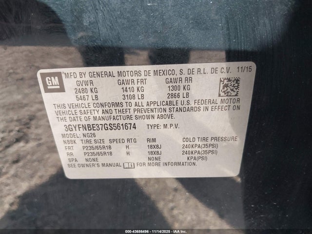 2016 CADILLAC SRX 3GYFNBE37GS561674 Photo 8