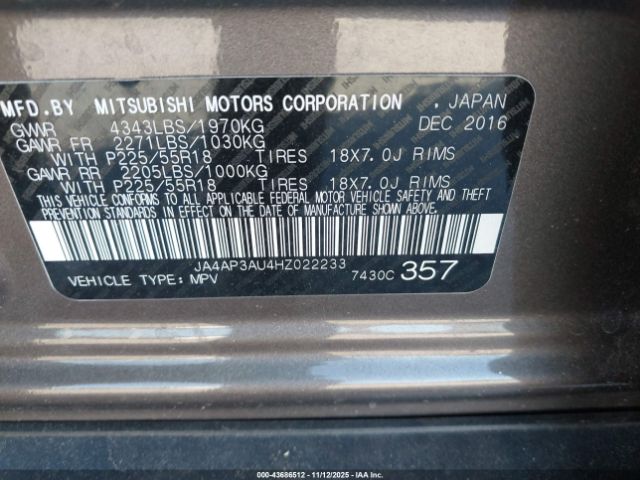 2017 MITSUBISHI OUTLANDER SPORT JA4AP3AU4HZ022233 Photo 8