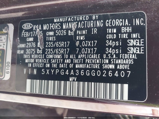 2016 KIA SORENTO 5XYPG4A36GG026407 Photo 8