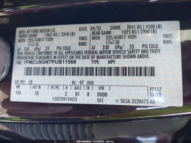 2023 FORD ESCAPE 1FMCU9GN7PUB11568 Photo 8