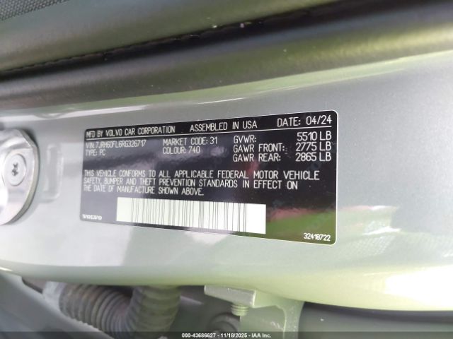 2024 VOLVO S60 RECHARGE PLUG-IN HYBRID 7JRH60FL6RG326717 Photo 8