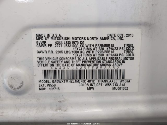 2015 MITSUBISHI OUTLANDER SPORT 4A4AR3AW5FE058852 Photo 8
