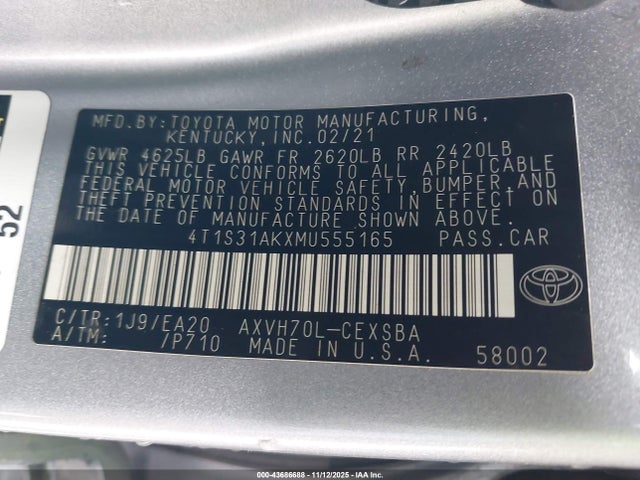 4T1S31AKXMU555165 Toyota Camry Se Hybrid