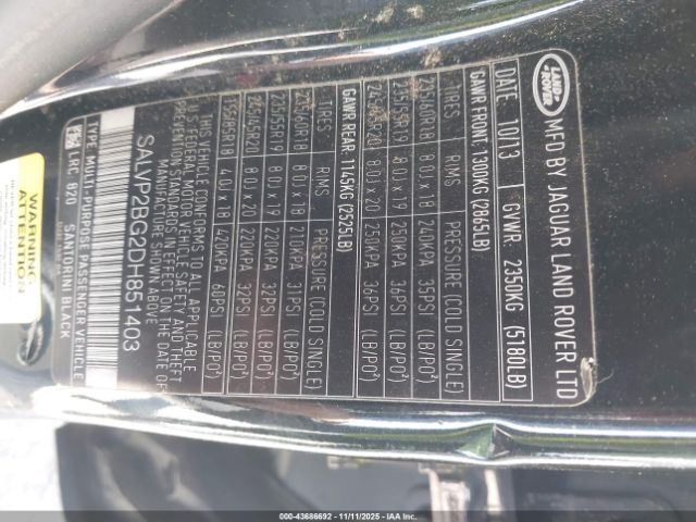 2013 LAND ROVER RANGE ROVER EVOQUE SALVP2BG2DH851403 Photo 8