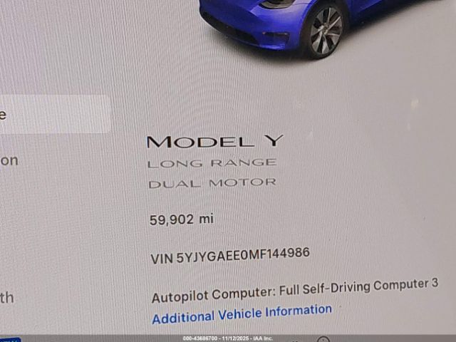 2021 TESLA MODEL Y 5YJYGAEE0MF144986 Photo 6