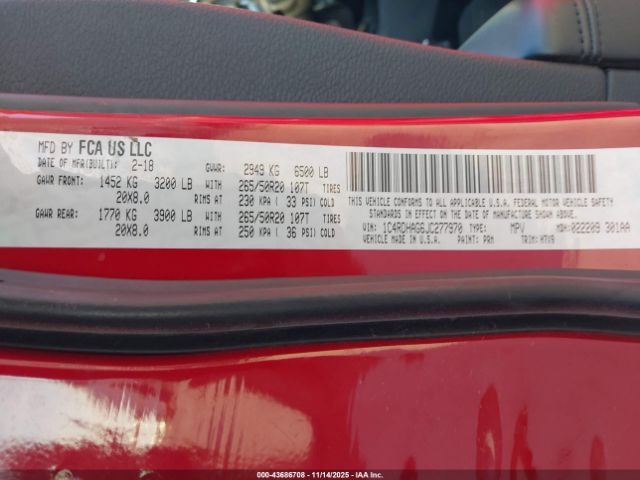 2018 DODGE DURANGO 1C4RDHAG6JC277970 Photo 8