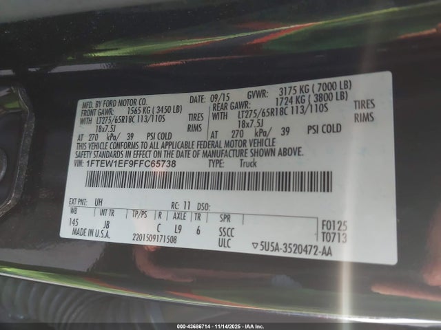 Ford F-150 Xlt 2015 1FTEW1EF9FFC65738 Image 9