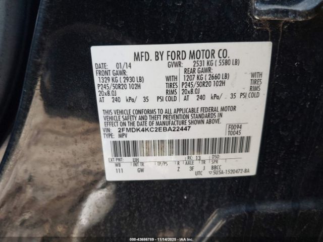 2014 FORD EDGE 2FMDK4KC2EBA22447 Photo 8