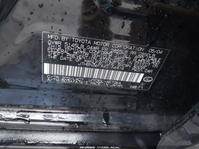 2004 LEXUS LS 430 JTHBN36FX40164416 Photo 8