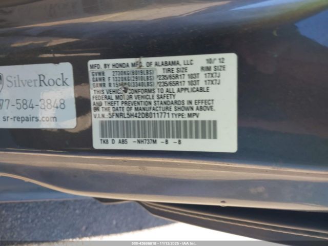 2013 HONDA ODYSSEY 5FNRL5H42DB011771 Photo 8