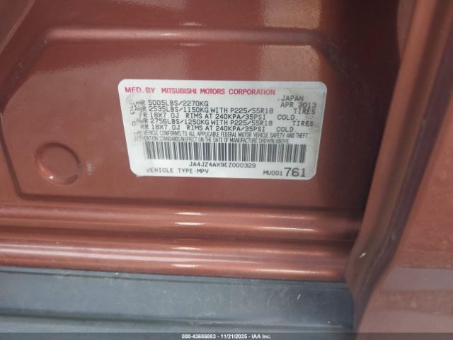 2014 MITSUBISHI OUTLANDER JA4JZ4AX9EZ000329 Photo 8