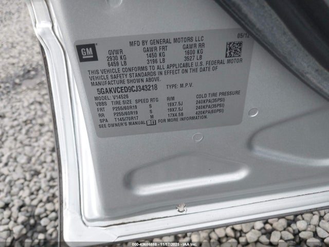 2012 Buick Enclave Leather მანქანა იყიდება აუქციონზე, vin: 5GAKVCED9CJ343218, აუქციონის ნომერი: 43686888