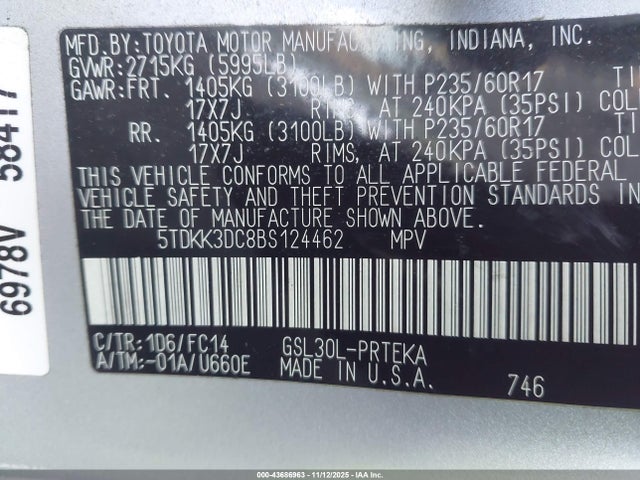 Продаж на аукціоні авто 2011 Toyota Sienna Le V6, vin: 5TDKK3DC8BS124462, номер лоту: 43686963