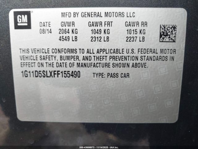2015 CHEVROLET MALIBU 1G11D5SLXFF155490 Photo 8