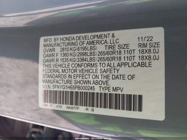 2023 HONDA PILOT 5FNYG1H65PB000245 Photo 8